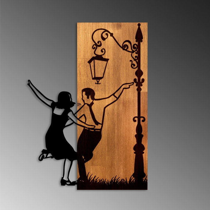 Wallity La La Land Escultura de pared en madera y metal Nogal y Negro